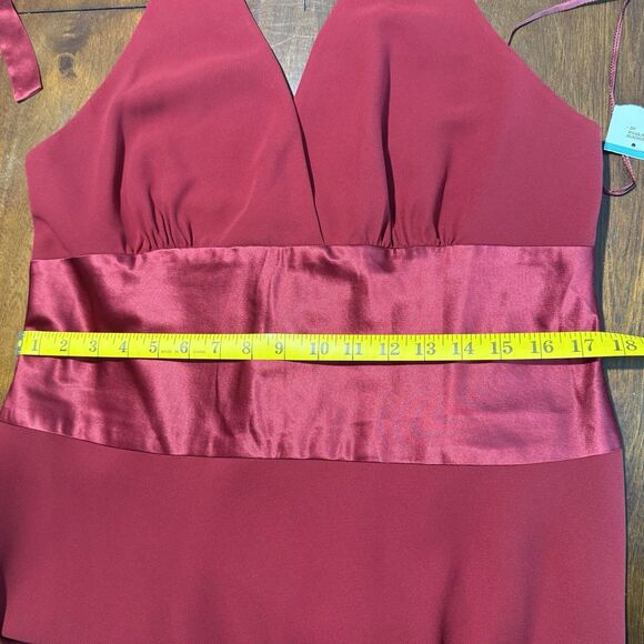 Jones New York Halter Tie Neck Dress Womens 16 Red Open Back Silk Waist Cocktail - Picture 8 of 11